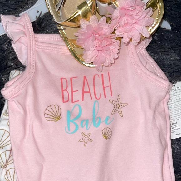 Girls Little Treasure Beach Short Set with Sandals 9-12 months Beach Babe - Picture 7 of 8